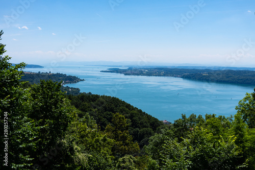 The turquoise Lake Constance seen from above
