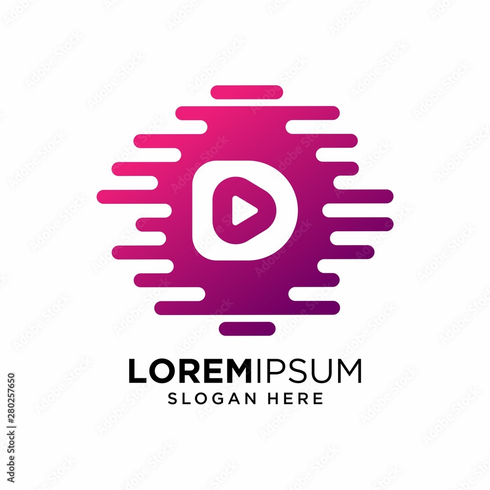 abstract letter d with play icon logo design vector abstract letter d with play icon logo design vector