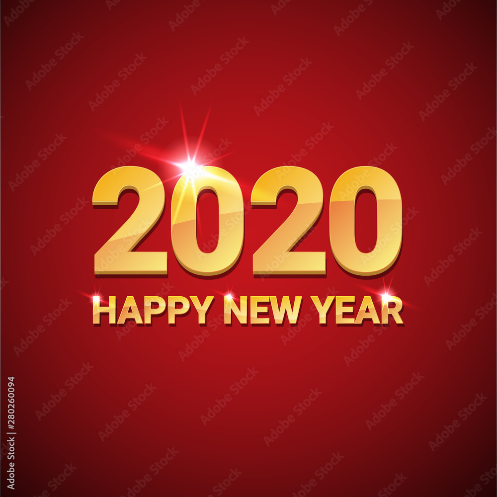 2020 Happy chinese new year of the Rat creative design background or greeting card. 2020 new year golden numbers on red 2020 Happy chinese new year of the Rat creative design background or greeting card. 2020 new year golden numbers on red