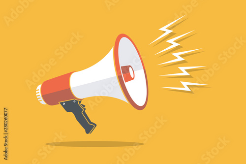 vintage illustration of speaking megaphone or bullhorn