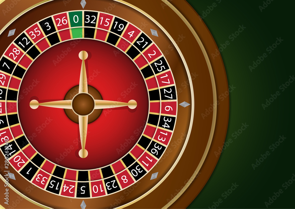 Casino roulette wheel isolated on green background. Vector casino logo. Casino roulette wheel isolated on green background. Vector casino logo.
