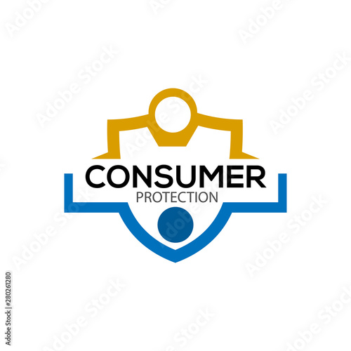 Consumer protection with people Logo design for insurance, protection and internet
