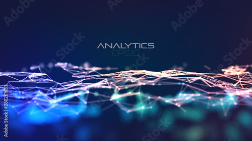 Modern illustration with plexus on light background. Abstract technology blue. Abstract tech background. Data connection concept. Dot texture background. Scientific cybernetic illustration.