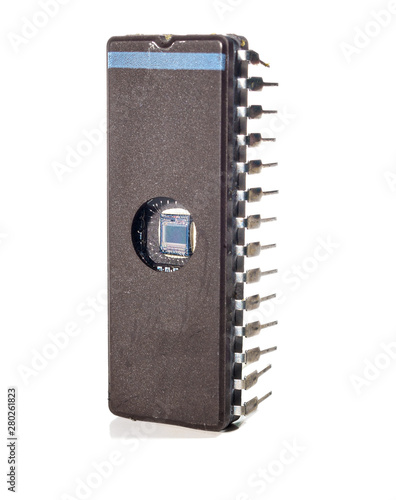 rewritable memory chip isolated on white background