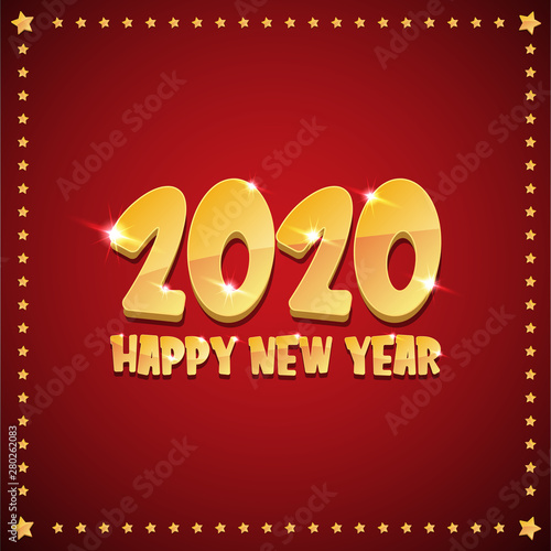 2020 Happy chinese new year of the Rat creative design background or greeting card. 2020 new year golden numbers on red