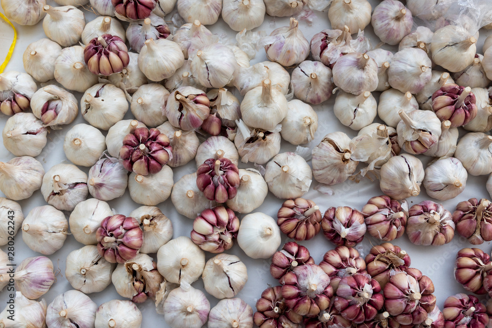 Fresh garlic for sale on street market in Botafogo Fresh garlic for sale on street market in Botafogo