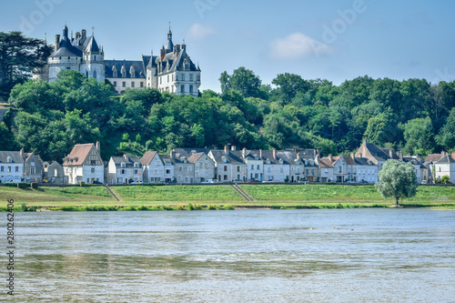 CHAUMONT CASTLE, FRANCE - JULY 07, 2017: Chaumont castle stands above the River Loire in a summer day at Chaumont castle, France on July 07, 2017 photo