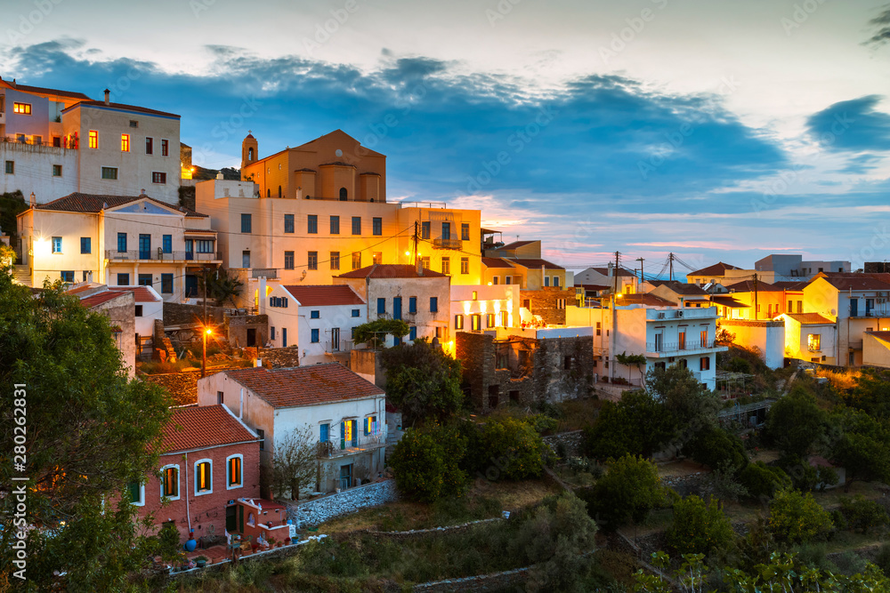 View of Ioulida village on Kea island in Greece. View of Ioulida village on Kea island in Greece.