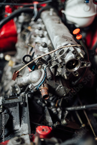 Details of car engine. photo