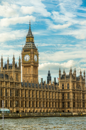 View of Big Ben and Palace of Westminster from Thames River