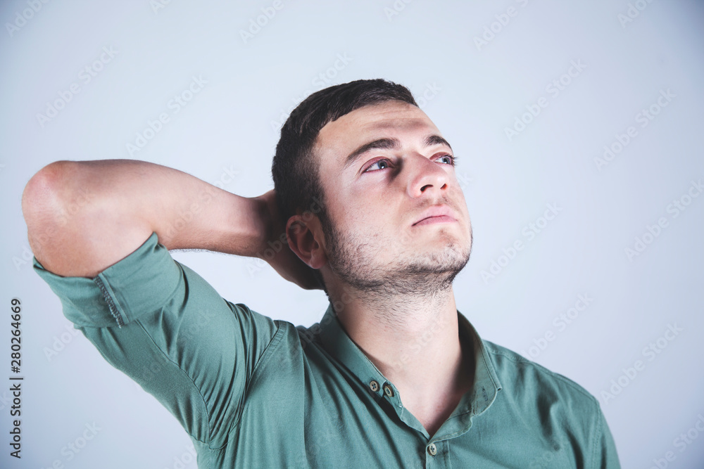 man with the hand on the head man with the hand on the head