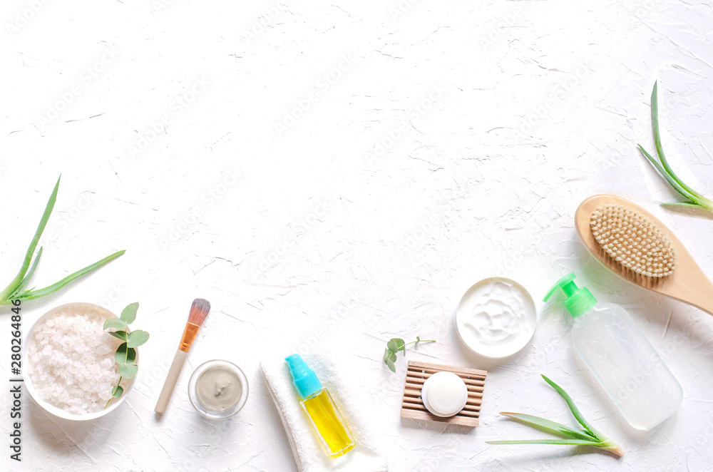 Light composition with cosmetic products for spa procedures. Light composition with cosmetic products for spa procedures.