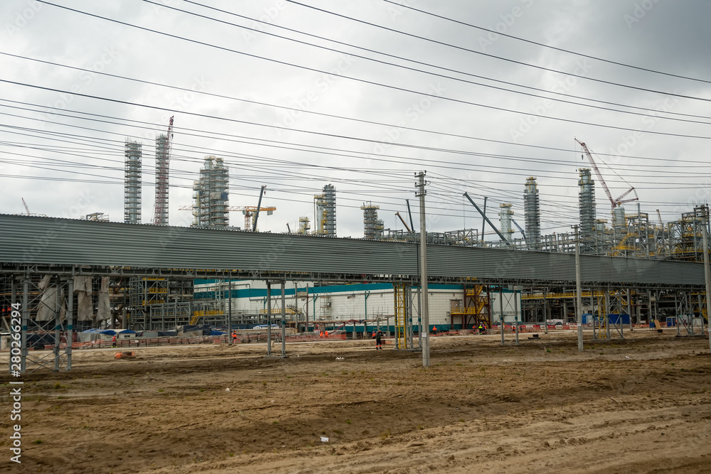 Fototapeta premium Construction of chemical factory. Tobolsk. Russia