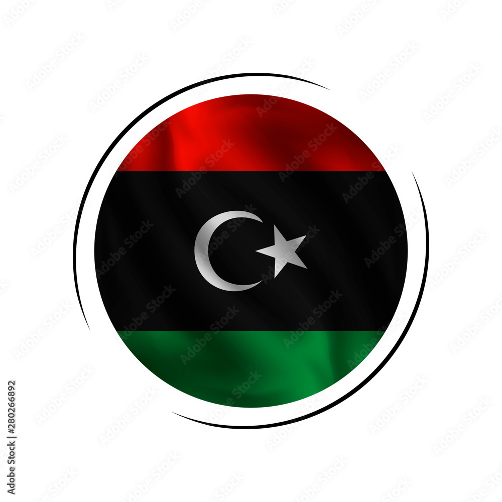 Waving Libya flag, the flag of Libya, vector illustration