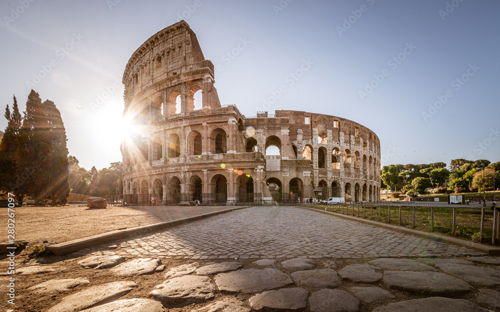 Colosseum at sunrise, Rome, Italy, Europe.