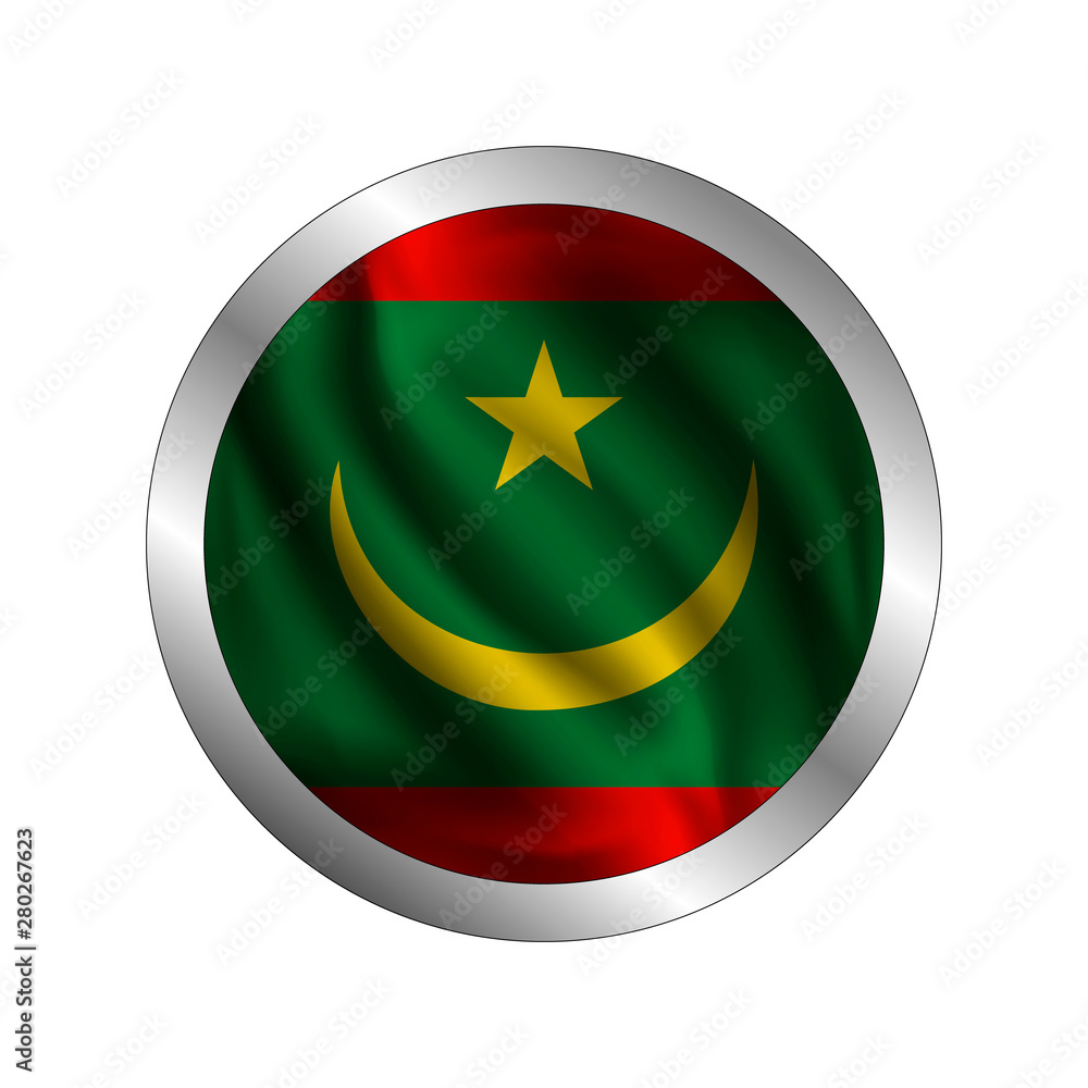 Waving Mauritania flag, the flag of Mauritania, vector illustration
