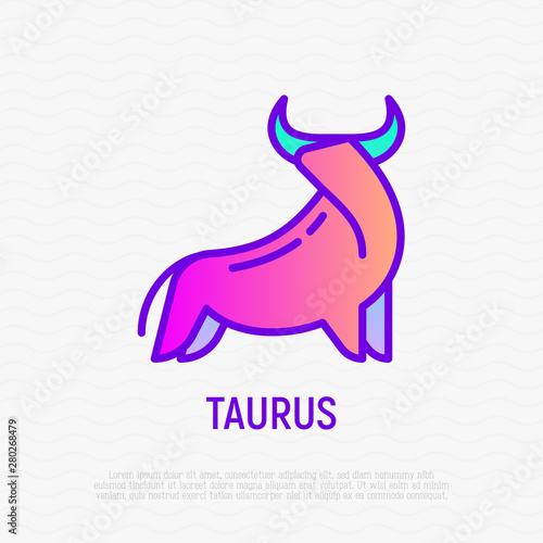 Taurus thin line icon. Modern vector illustration of astrological sign for horoscope.