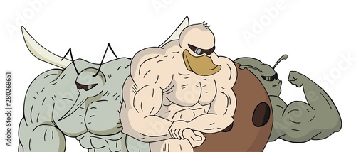 Three muscle animals illustration
