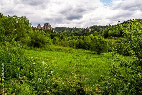 Green mountains and mountain valleys in the Ukrainian Carpathians, Lviv region