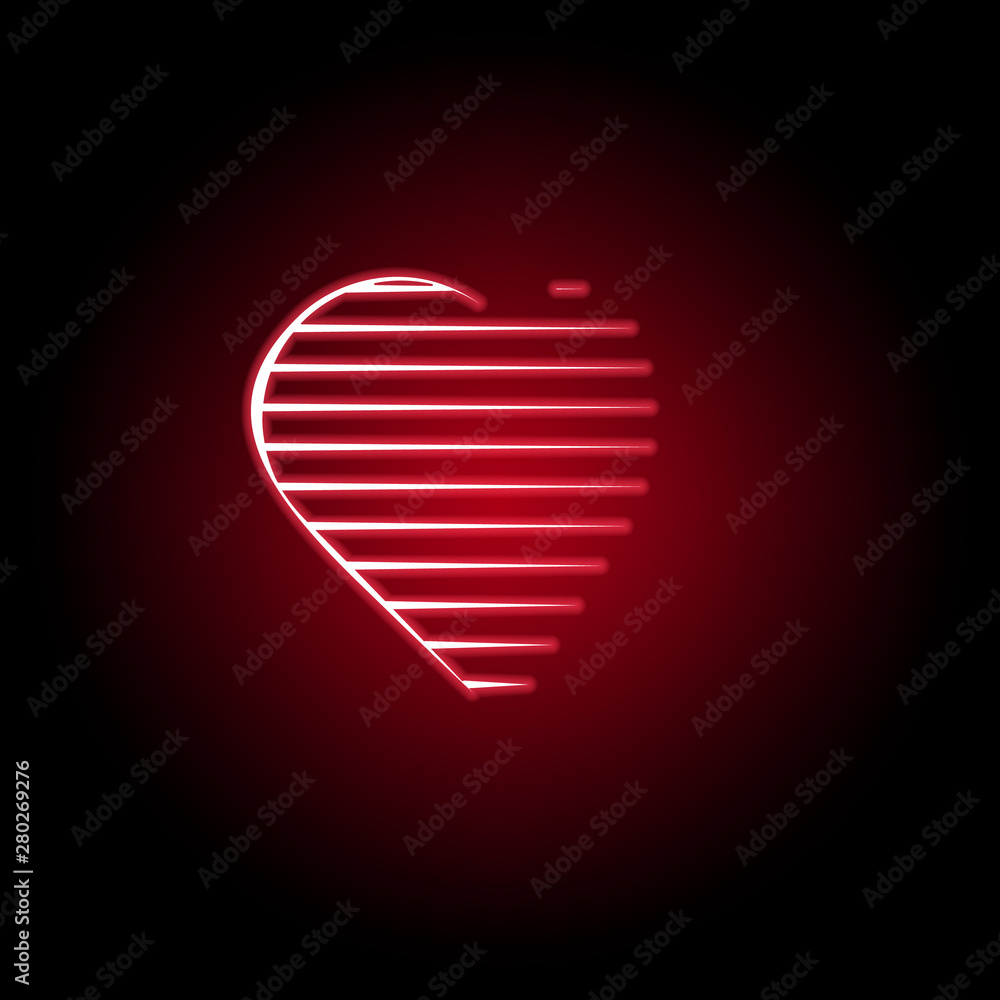 Fototapeta premium Heart icon in red neon style. Set of hearts illustration icons. Signs, symbols can be used for web, logo, mobile app, UI, UX