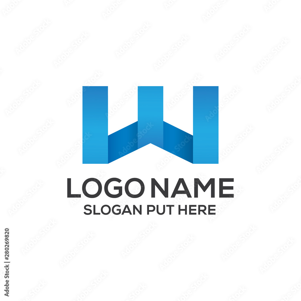 W Letter logo design template