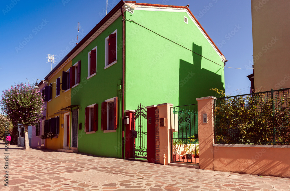 Burano island with colorful houses