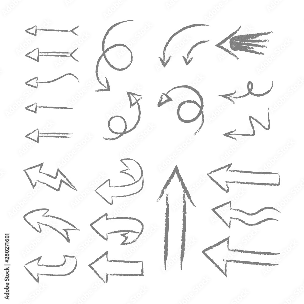 Hand drawn arrows set. Collection of arrow doodles. Hand drawn arrows set. Collection of arrow doodles.