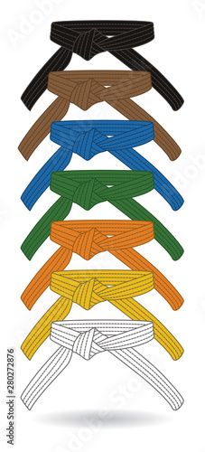 judo belts isolated on a white background