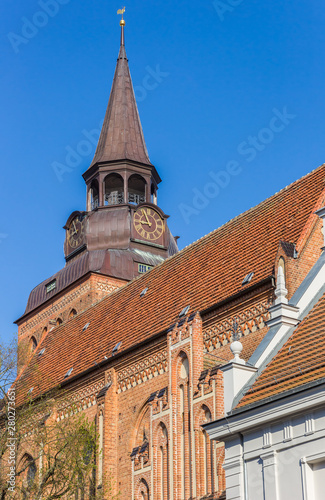 Tower of the historic dom church in Gustrow, Germany