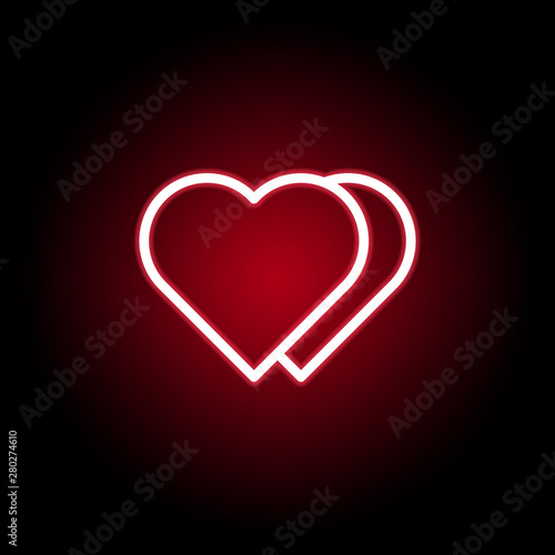 Heart icon in red neon style. Set of hearts illustration icons. Signs  symbols can be used for web  logo  mobile app  UI  UX