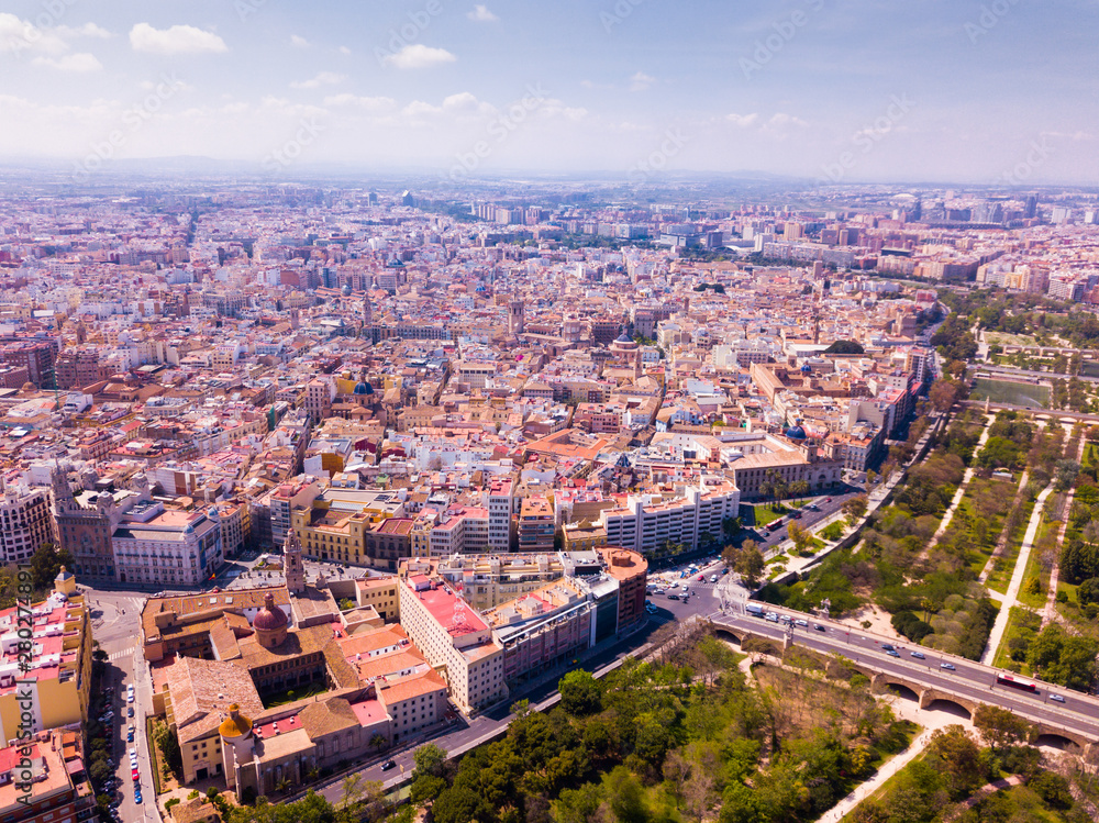 Aerial view of city Valencia, Spain