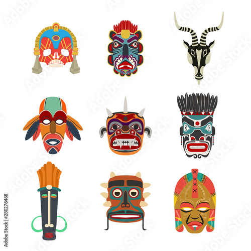 Tribal masks set 4