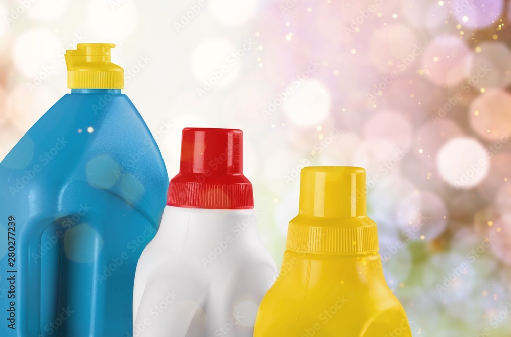 Plastic bottle with household chemicals on light background Plastic bottle with household chemicals on light background