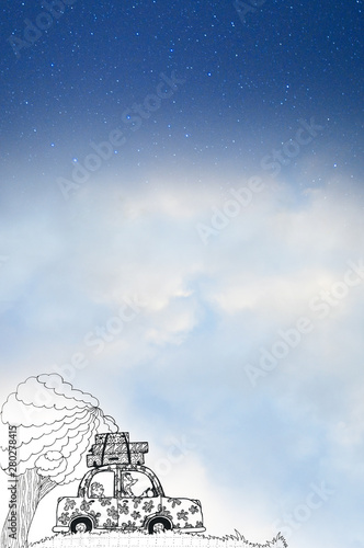 upright_sketch_pattern_car_hedgehog_family_tree_day and night_sky_one-thirds_background__by_jziprian