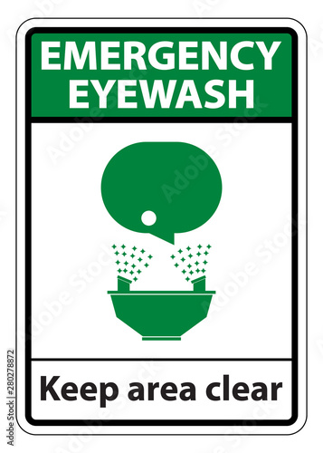 Emergency Eyewash Keep Area Clear Symbol Sign Isolate On White Background,Vector Illustration EPS.10