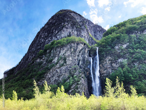 Waterfall Cascata del Soladino or Wasserfall Cascata del Soladino, Riveo (The Maggia Valley or Valle Maggia or Maggiatal) - Canton of Ticino, Switzerland photo