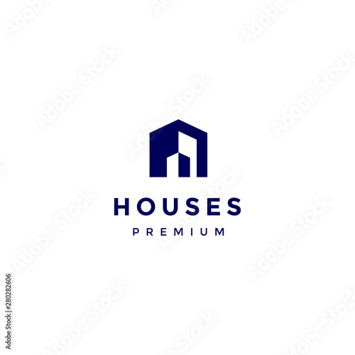 negative space house logo template
