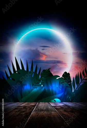 Night concept of a wooden t...