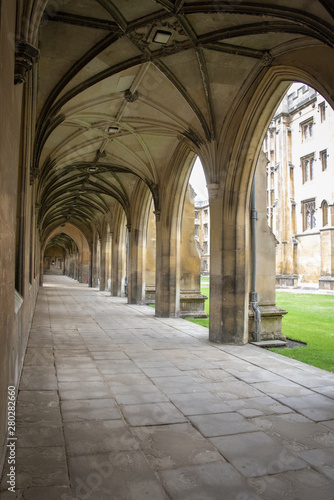 UK, Cambridge - August 2018: St John's College - New court, inside the portico © CharnwoodPhoto