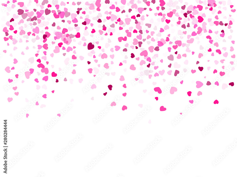 Hearts confetti flying vector background graphic design.