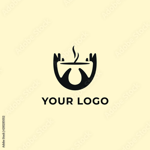 coffee with hand hold logo template