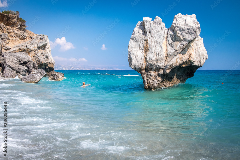 Rock in the sea in Crete Greece