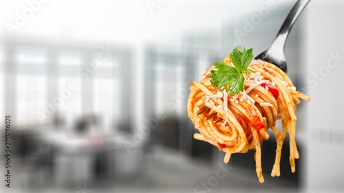 Fork with just spaghetti around