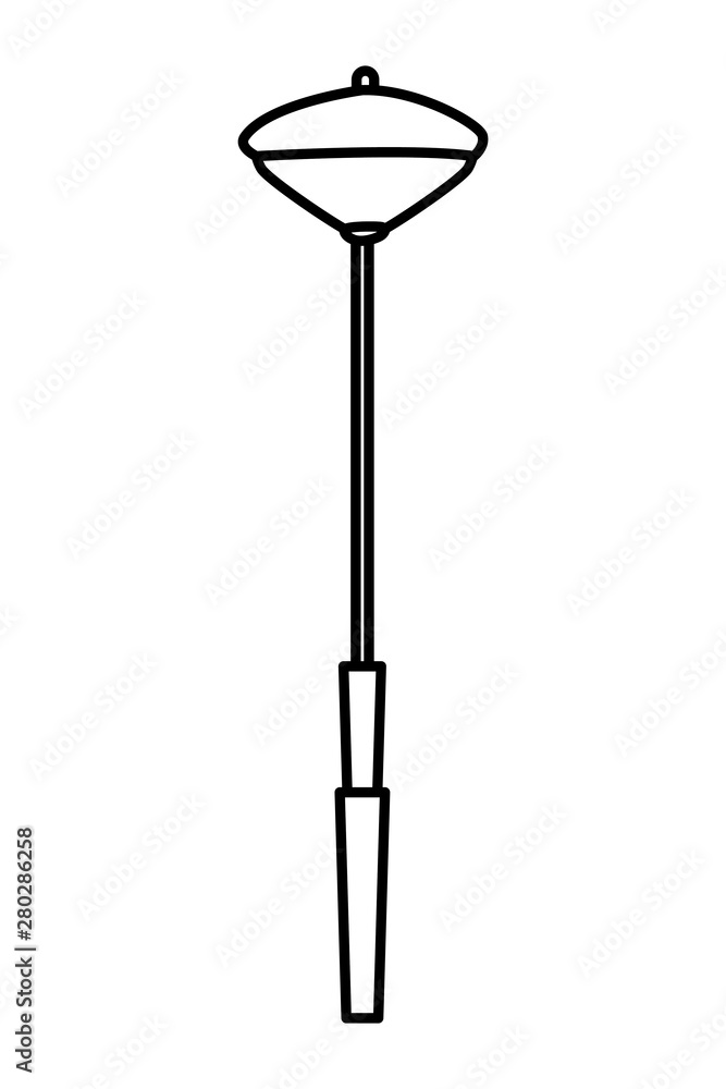 Streetlight post isolated cartoon symbol in black and white