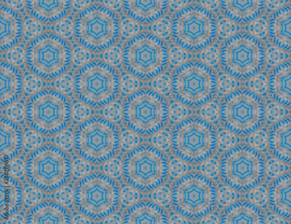 Seamless abstract raster pattern with white and blue small elements on gray background Seamless abstract raster pattern with white and blue small elements on gray background