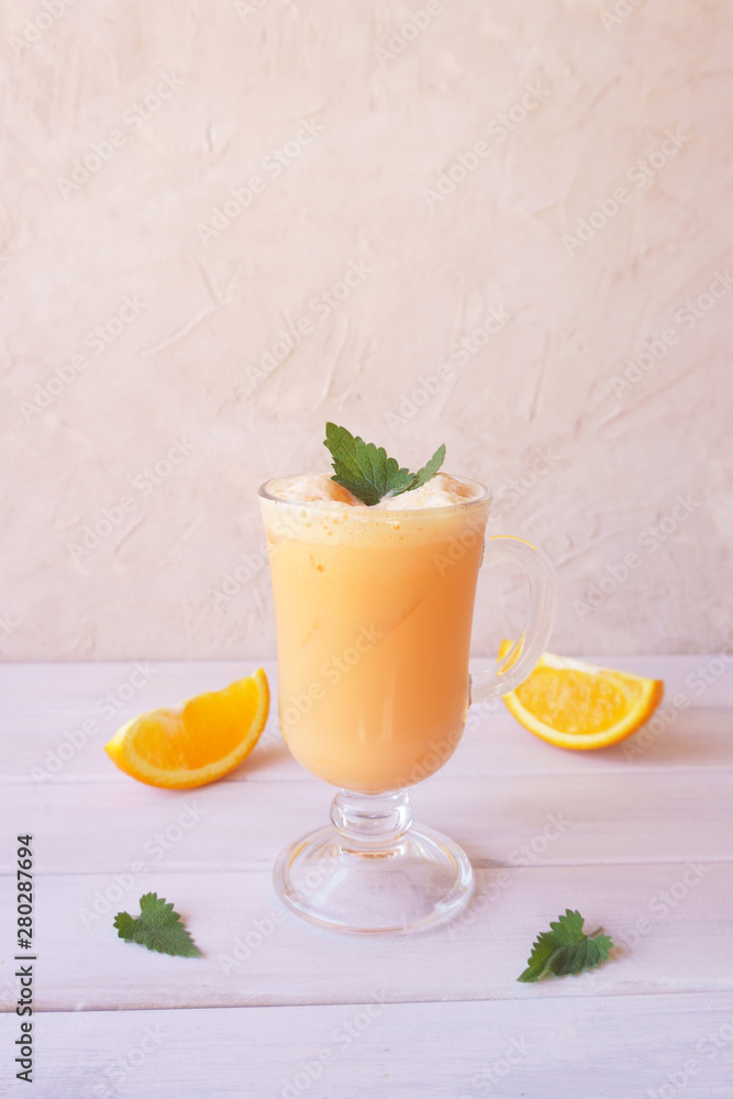 orange smoothie, milkshake with orange and mint orange smoothie, milkshake with orange and mint