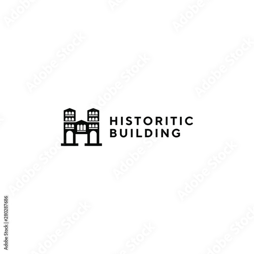 historical building letter H logo
