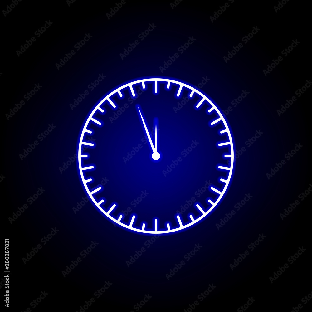 wall clock time icon in blue neon style.. Elements of time illustration icon. Signs, symbols can be used for web, logo, mobile app, UI, UX wall clock time icon in blue neon style.. Elements of time illustration icon. Signs, symbols can be used for web, logo, mobile app, UI, UX