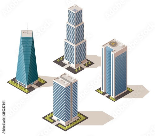 Skyscrapers in isometric design business centers