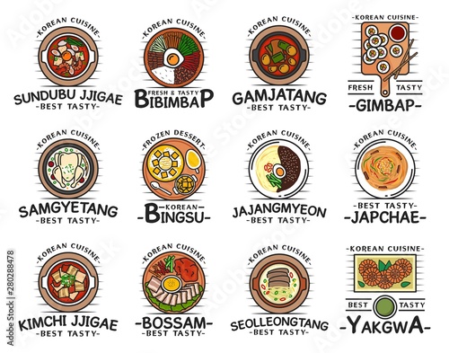 Korean cuisine food, restaurant cafe menu dishes